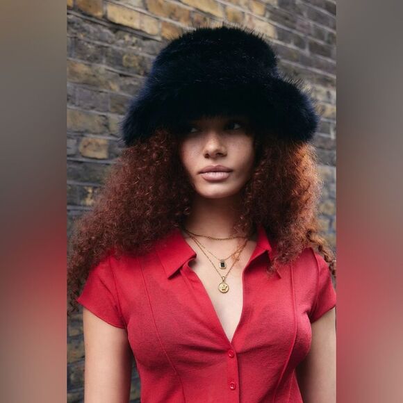 Urban Outfitters Fluffy Faux Fur Bucket Hat One Size main image 5